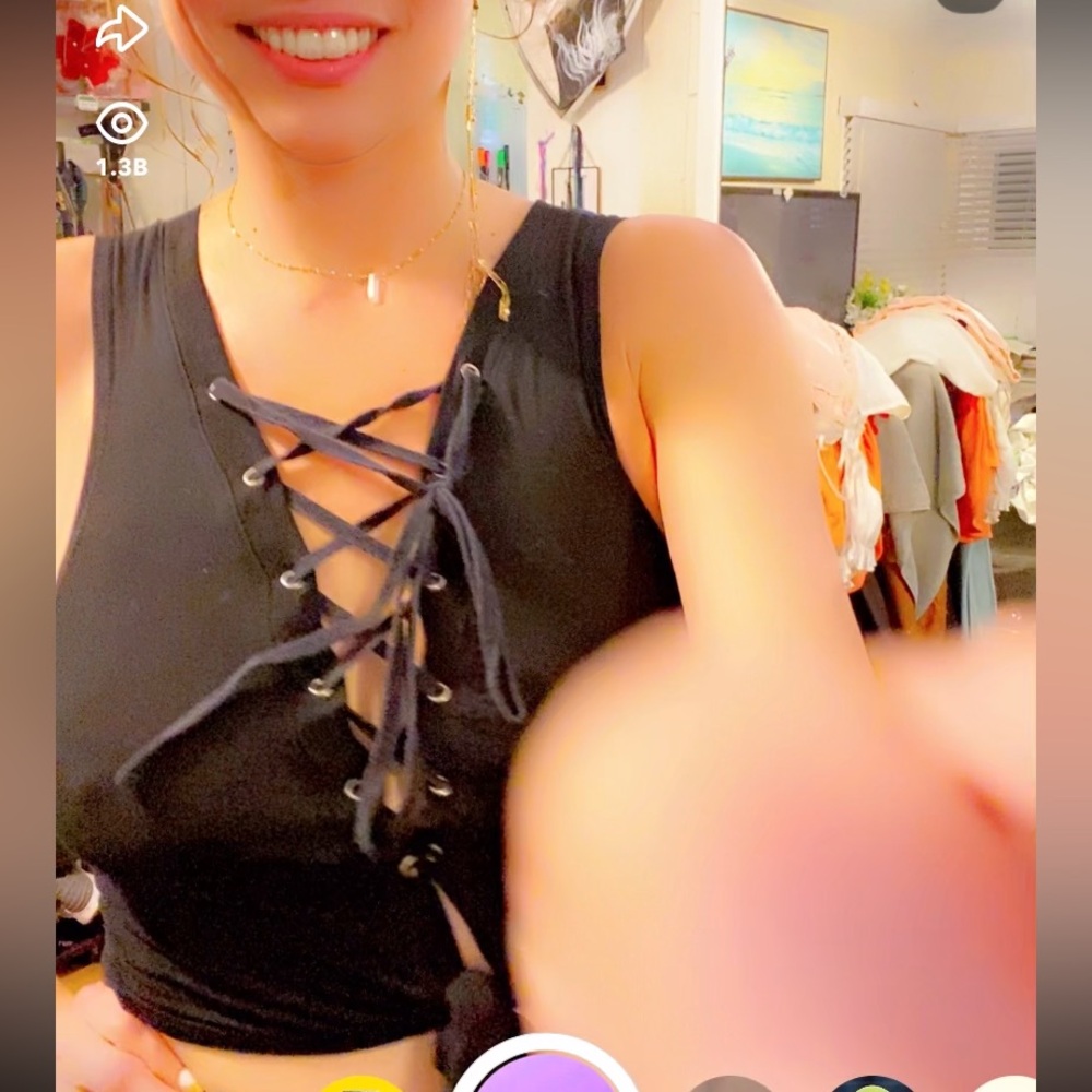 Black Lace-Up Crop Top - Picture 11 of 15